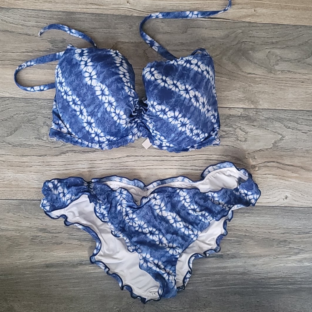Beautiful blue and white bikini